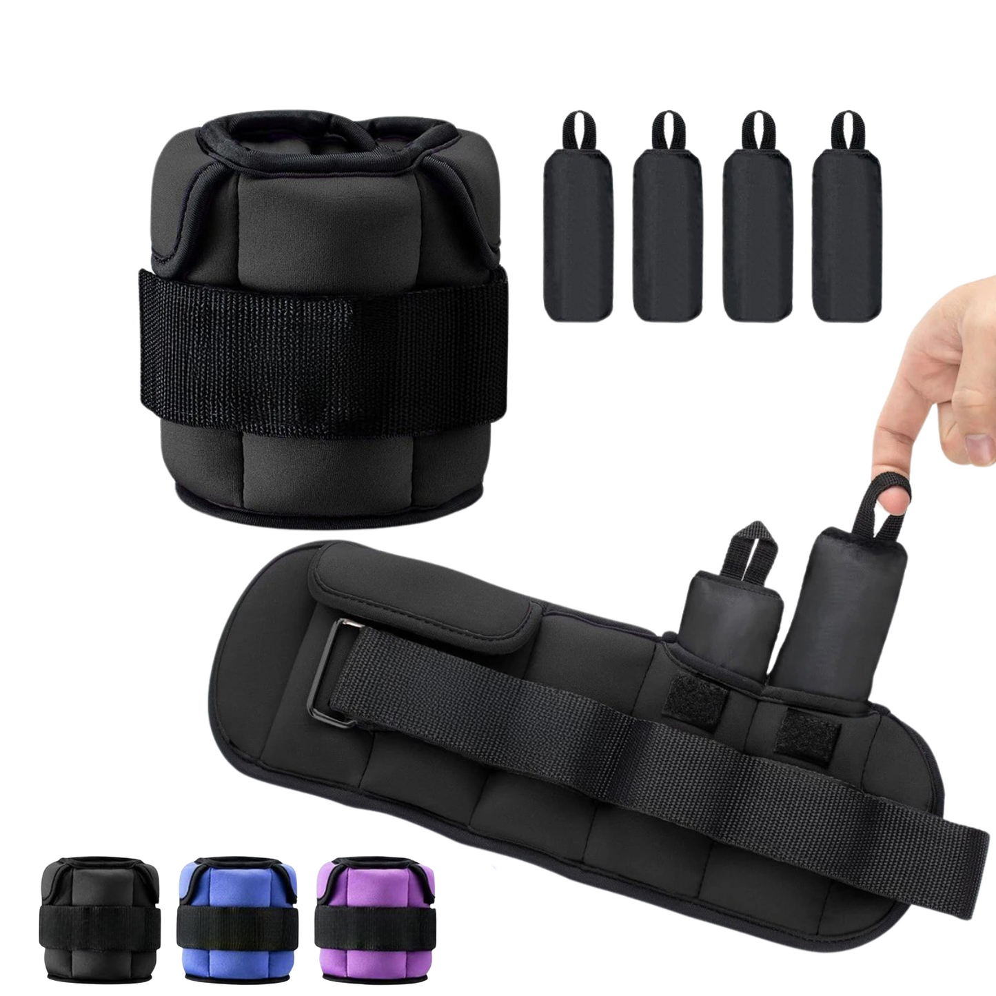 1 Pair Adjustable Wrist & Ankle Weights – 1–10 LB Range – Breathable Fabric with Iron Sand – Strength Training & Rehab