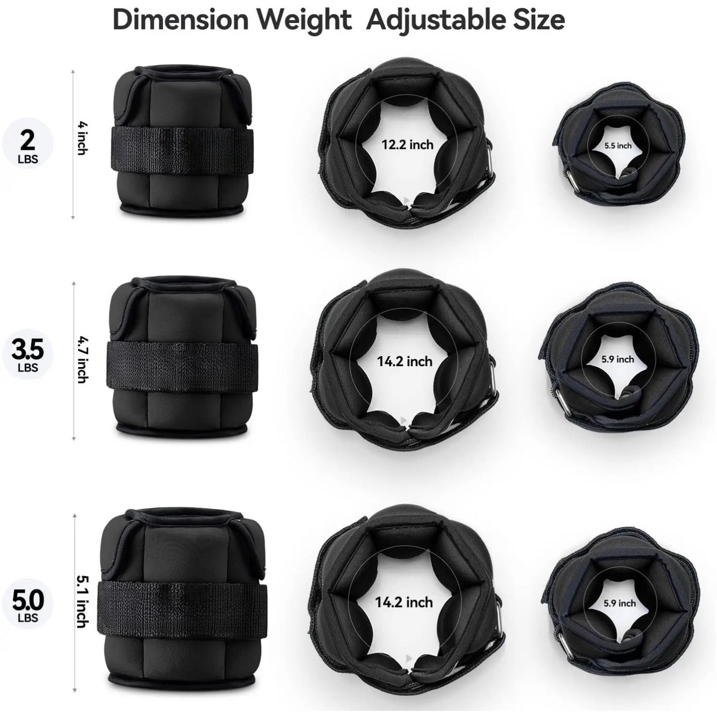 1 Pair Adjustable Wrist & Ankle Weights – 1–10 LB Range – Breathable Fabric with Iron Sand – Strength Training & Rehab