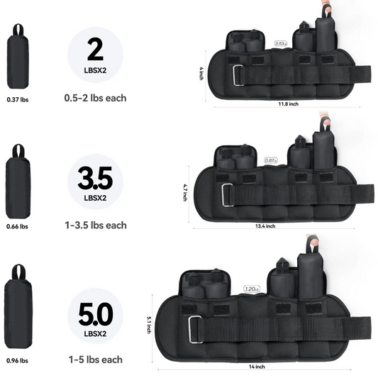 1 Pair Adjustable Wrist & Ankle Weights – 1–10 LB Range – Breathable Fabric with Iron Sand – Strength Training & Rehab