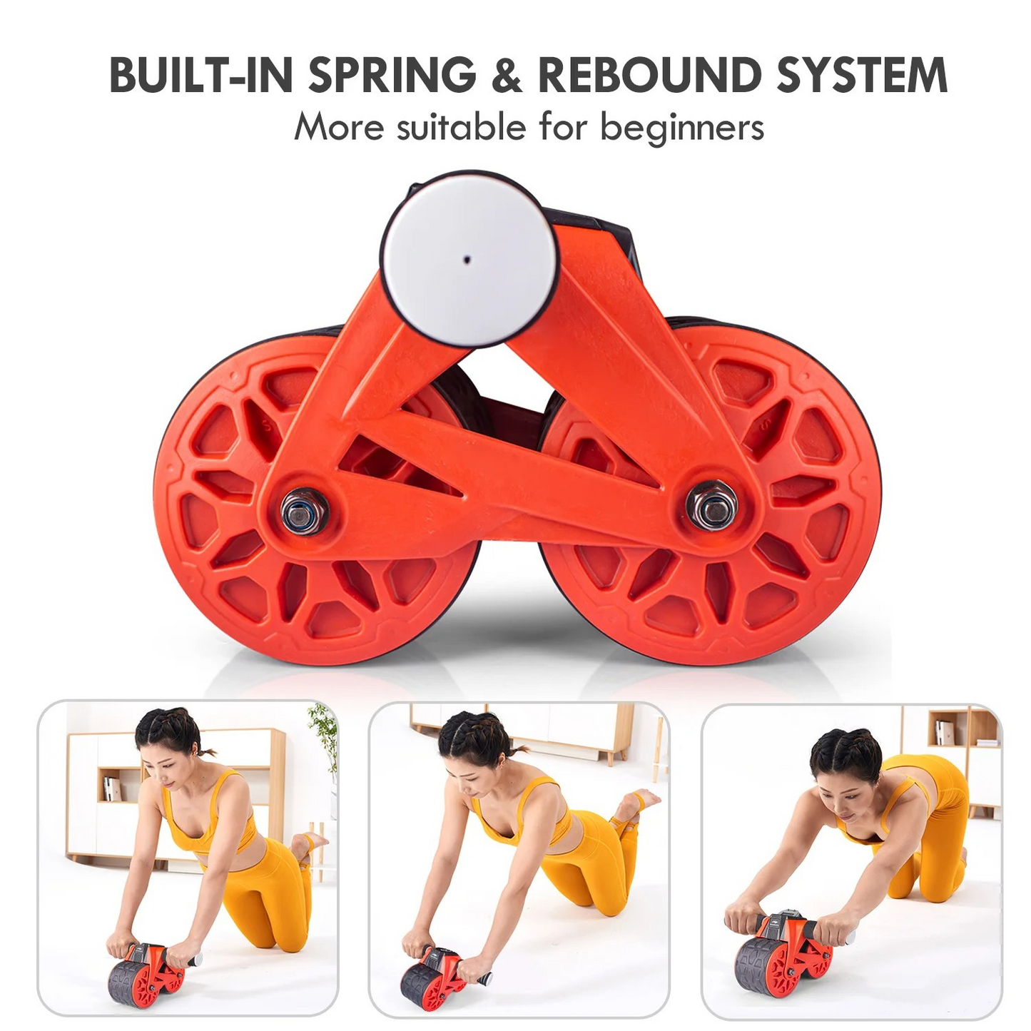 Single Automatic Rebound Ab Wheel Roller – 150 LB Capacity – ABS Construction – Includes Knee Pad for Core & Ab Strength Training