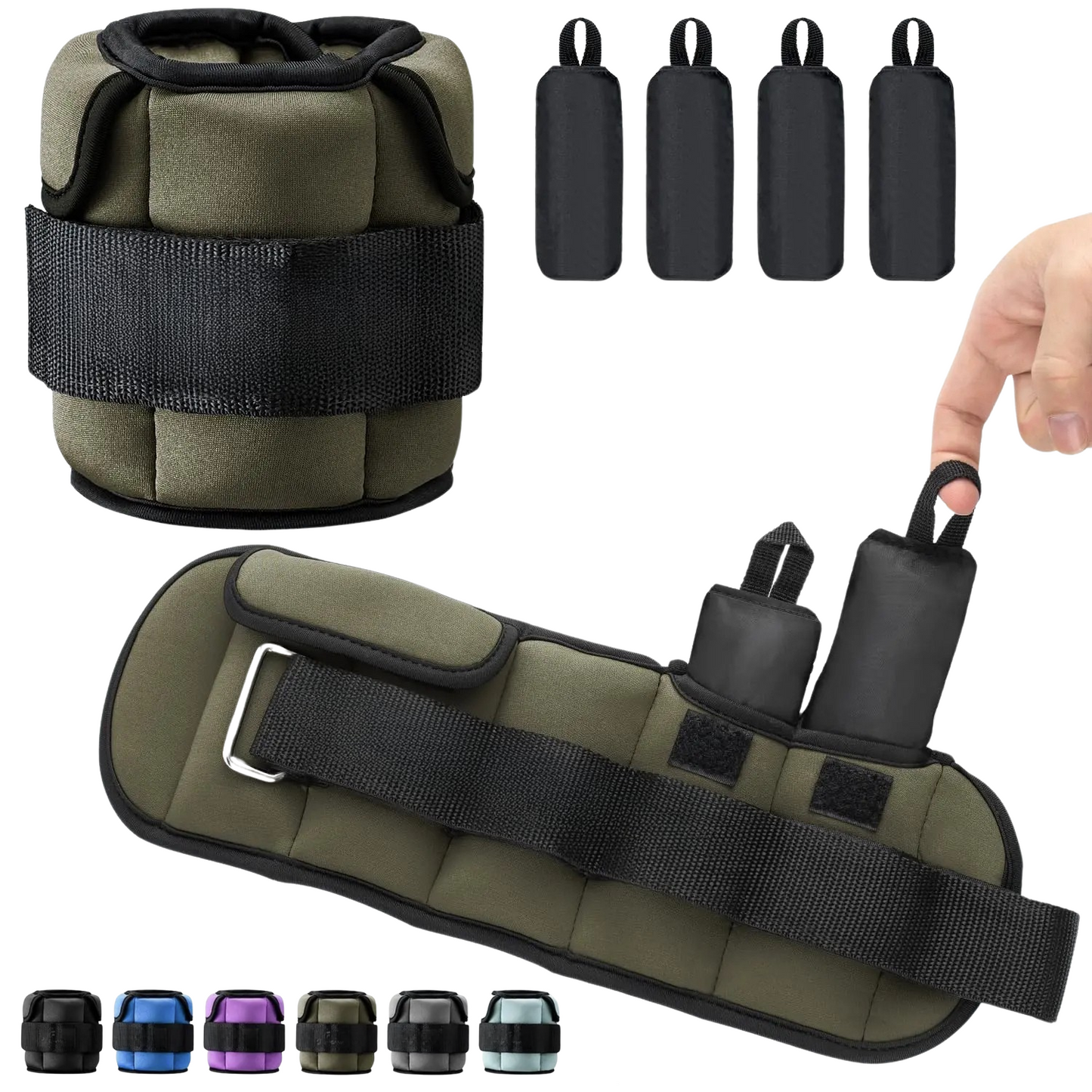 1 Pair Adjustable Wrist & Ankle Weights – 1–10 LB Range – Breathable Fabric with Iron Sand – Strength Training & Rehab