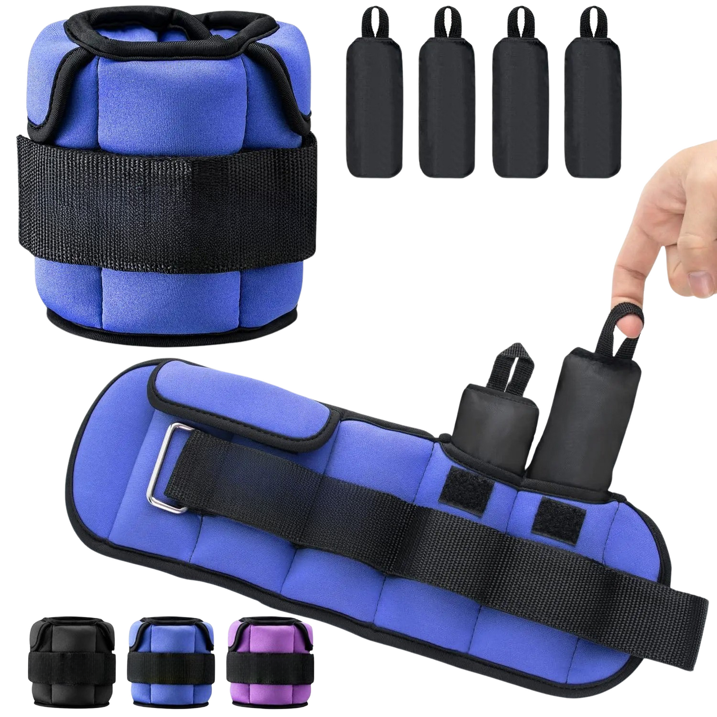 1 Pair Adjustable Wrist & Ankle Weights – 1–10 LB Range – Breathable Fabric with Iron Sand – Strength Training & Rehab