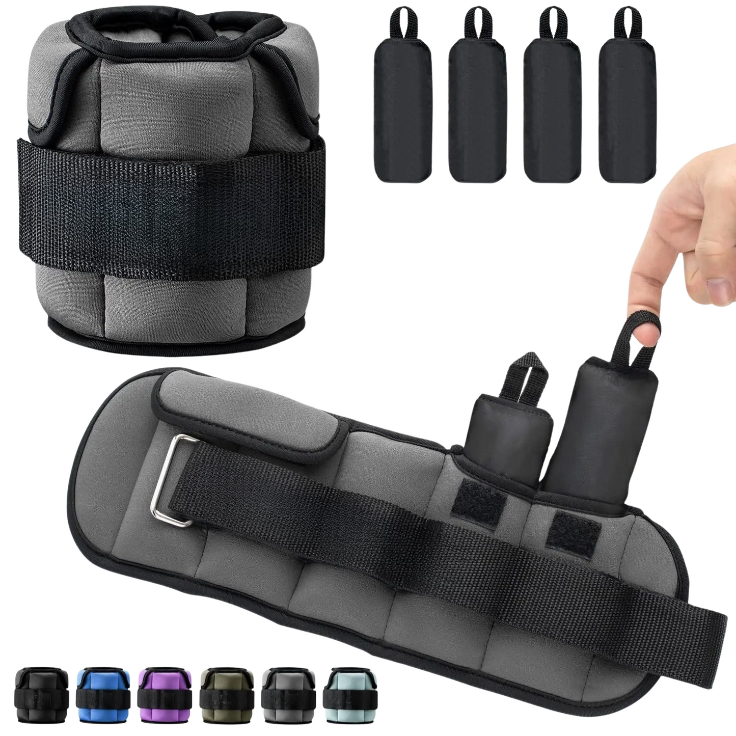 1 Pair Adjustable Wrist & Ankle Weights – 1–10 LB Range – Breathable Fabric with Iron Sand – Strength Training & Rehab