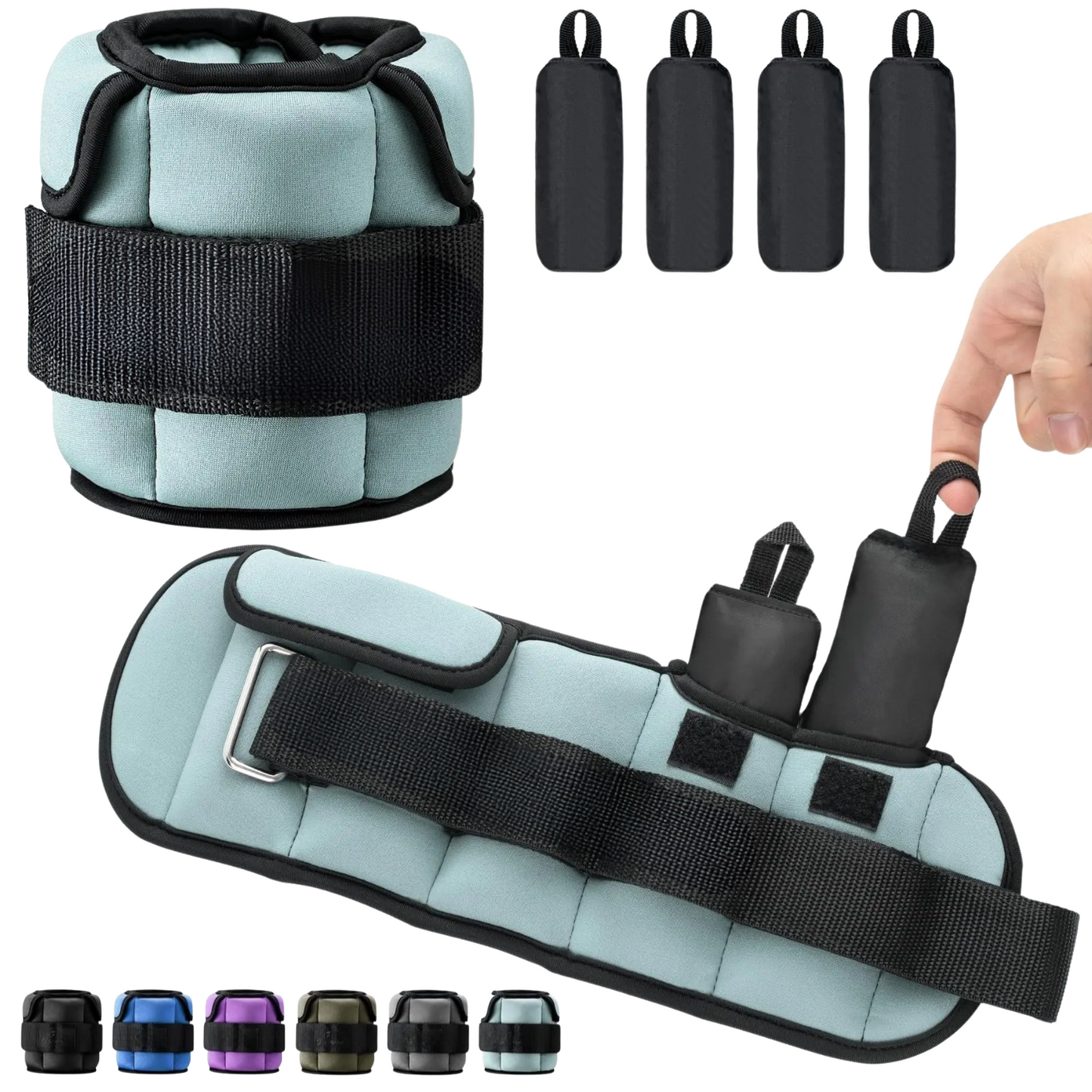 1 Pair Adjustable Wrist & Ankle Weights – 1–10 LB Range – Breathable Fabric with Iron Sand – Strength Training & Rehab