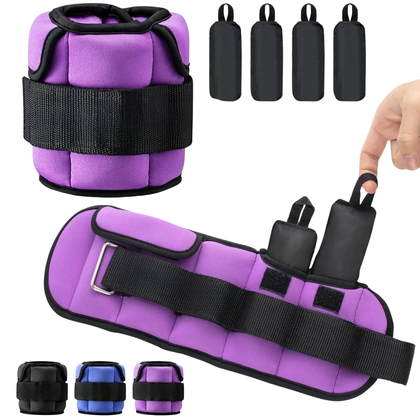 1 Pair Adjustable Wrist & Ankle Weights – 1–10 LB Range – Breathable Fabric with Iron Sand – Strength Training & Rehab