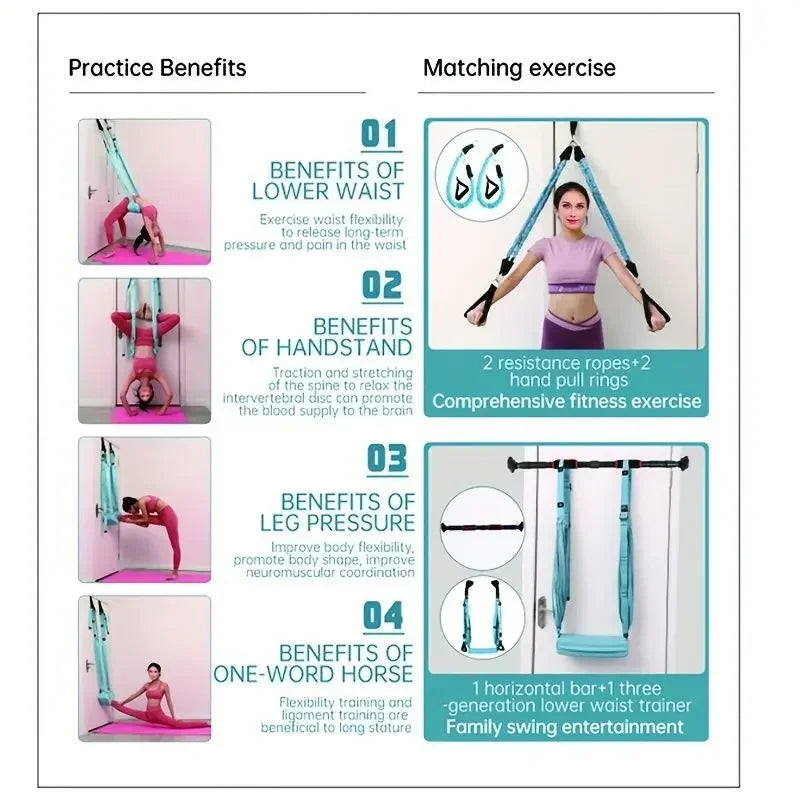 71″ Adjustable Yoga Stretch Strap – Four-Layer Woven Webbing & Foam Pad – Flexibility & Backbend Training