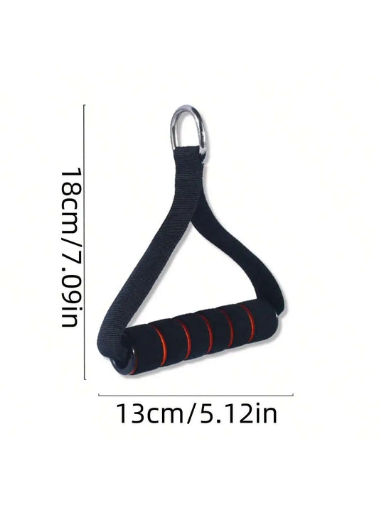 5.12″ × 7.09″ Pull Rope Handle – Nylon Strap & Foam Grip – Steel D-Ring for Resistance Bands & Cable Workouts