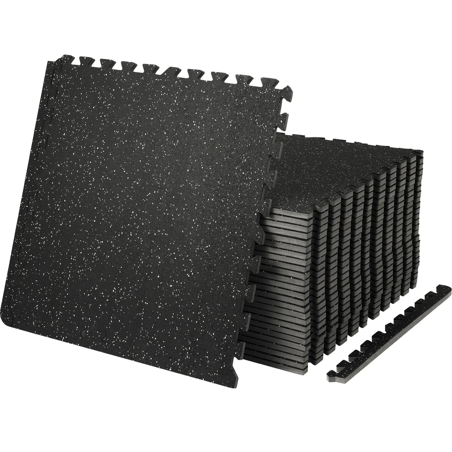 1/2 in Thick Interlocking Floor Mats – Sets of 6/12/25 Tiles (24/48/100 sq ft) – Rubber Top & EVA Foam – Shock Absorption & Noise Reduction