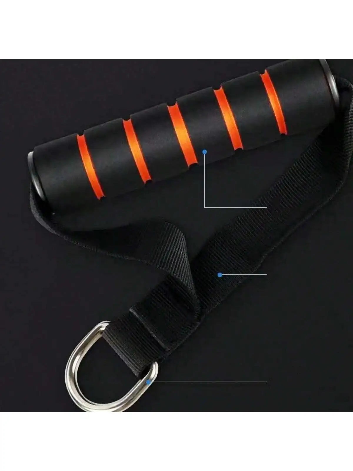 5.12″ × 7.09″ Pull Rope Handle – Nylon Strap & Foam Grip – Steel D-Ring for Resistance Bands & Cable Workouts