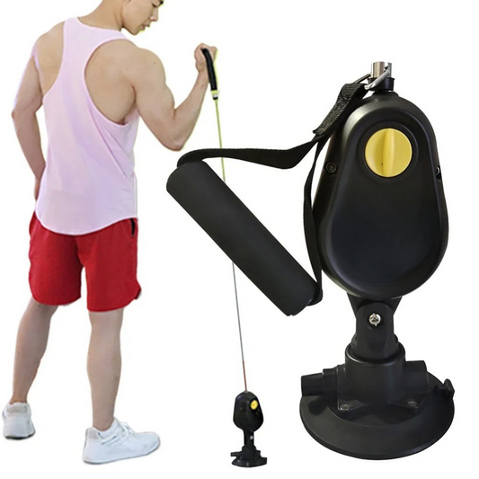 10.83″ × 5.12″ × 4.72″ Rope Pulley Trainer – 10–50 LB Adjustable Resistance – ABS & Steel – 360° Rotating Home Gym Pulley