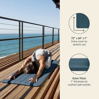 72" x 24" Yoga Mat – 1" Thick – PVC Foam – Non-Slip Support for Yoga & Pilates