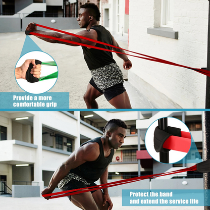 5-Pack 82" Resistance Loop Bands – 5–125 LB Range – Natural Latex – Includes Handles, Door Anchor & Carry Bag for Strength Training