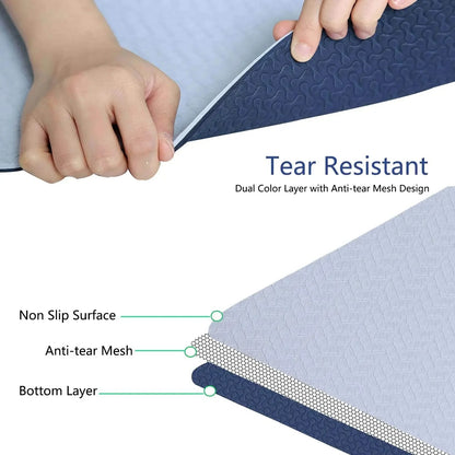 72″ × 24″ Yoga Mat – 0.25″ Thick – Suede TPE – Non-Slip & Anti-Tear for Hot Yoga & Pilates
