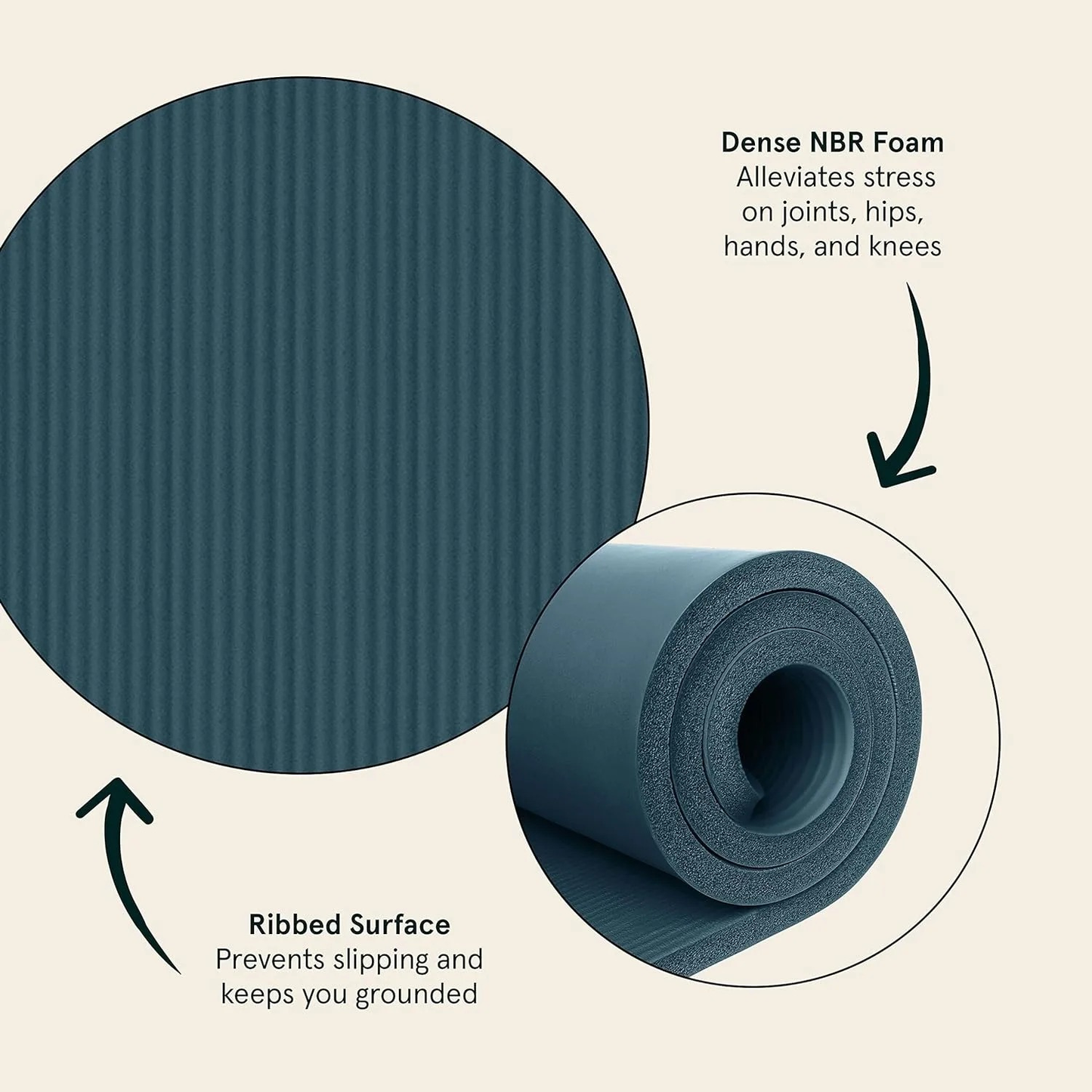 72" x 24" Yoga Mat – 1" Thick – PVC Foam – Non-Slip Support for Yoga & Pilates