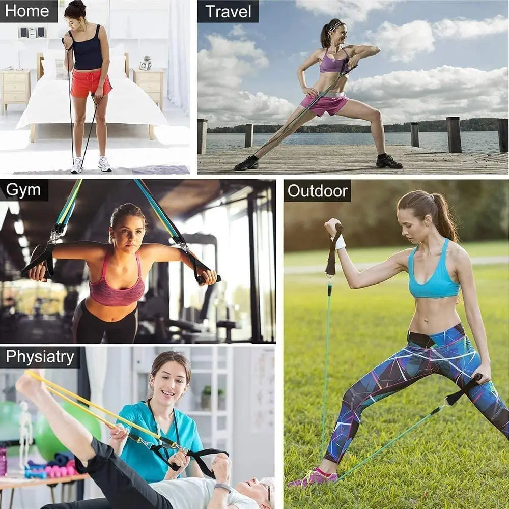 11-PC Resistance Band Set – 10–30 LB Range – 47″ TPE Latex Tubes & Accessories – Pilates, Yoga & Strength Training