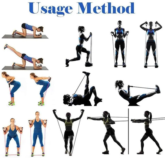11-PC Resistance Band Set – 10–30 LB Range – 47″ TPE Latex Tubes & Accessories – Pilates, Yoga & Strength Training