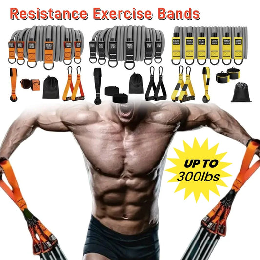 6-Pack Resistance Bands Set – 25–300 LB Strength Range – Natural Latex – Full-Body Strength Training
