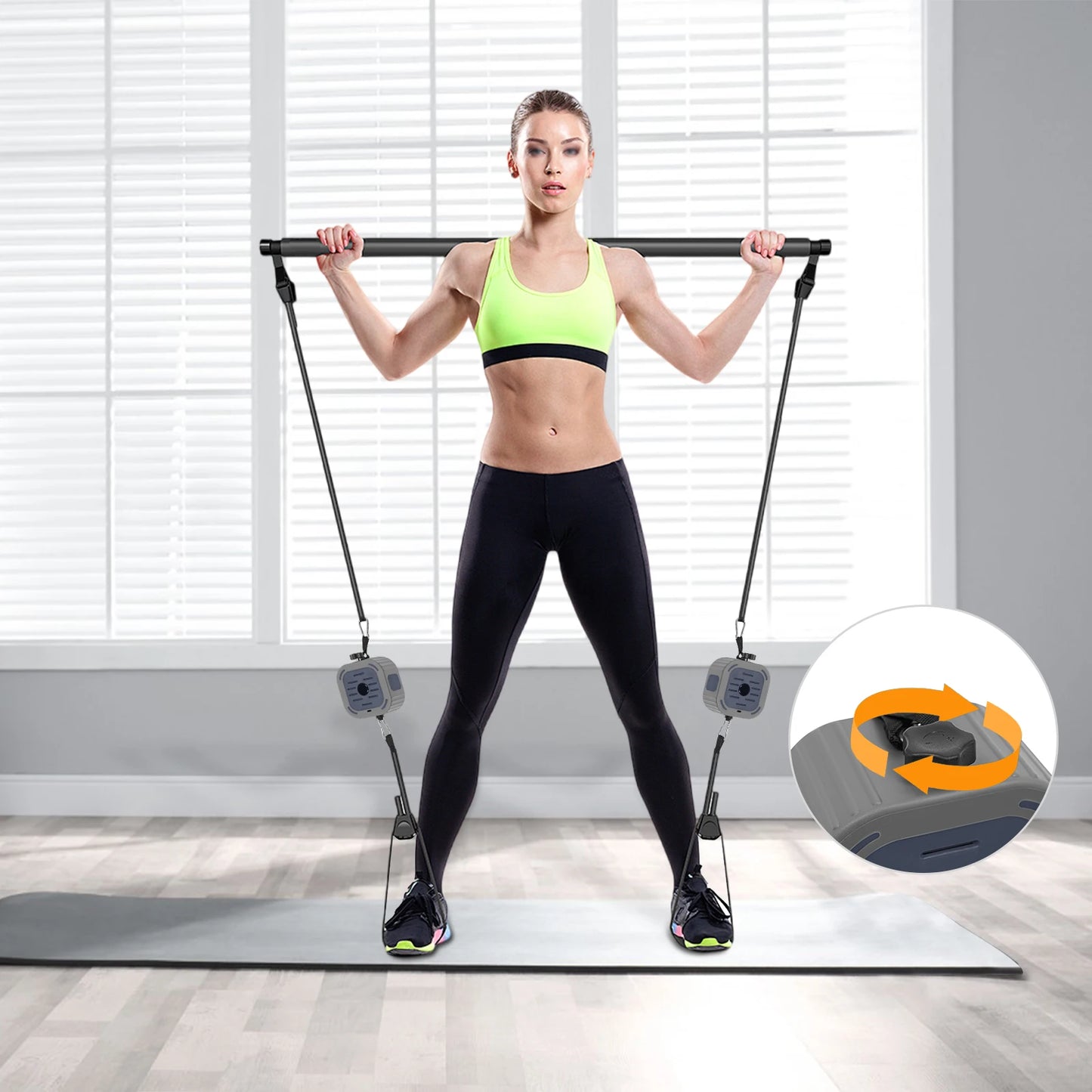 2-Pack Pilates Resistance Band Trainer Set – 6.61–39.68 LB Adjustable – ABS, TPE, Nylon & Iron – Full-Body Strength Training