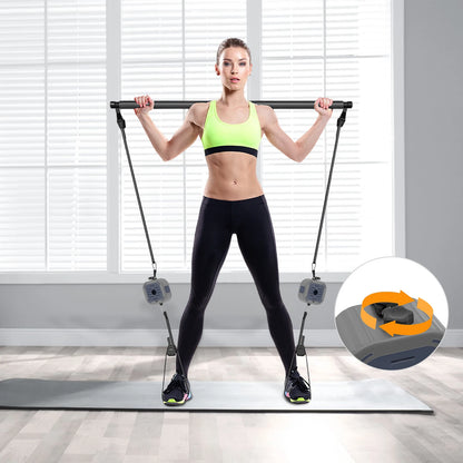 2-Pack Pilates Resistance Band Trainer Set – 6.61–39.68 LB Adjustable – ABS, TPE, Nylon & Iron – Full-Body Strength Training