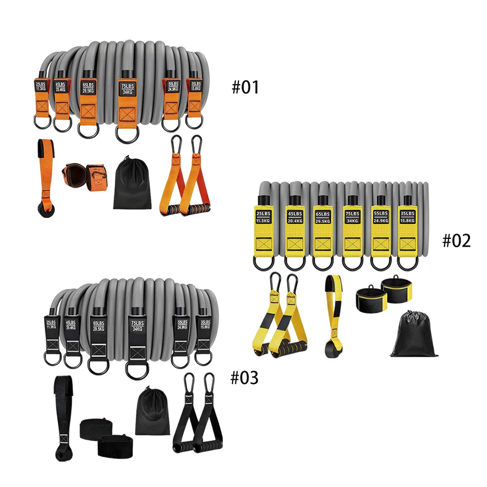6-Pack Resistance Bands Set – 25–300 LB Strength Range – Natural Latex – Full-Body Strength Training
