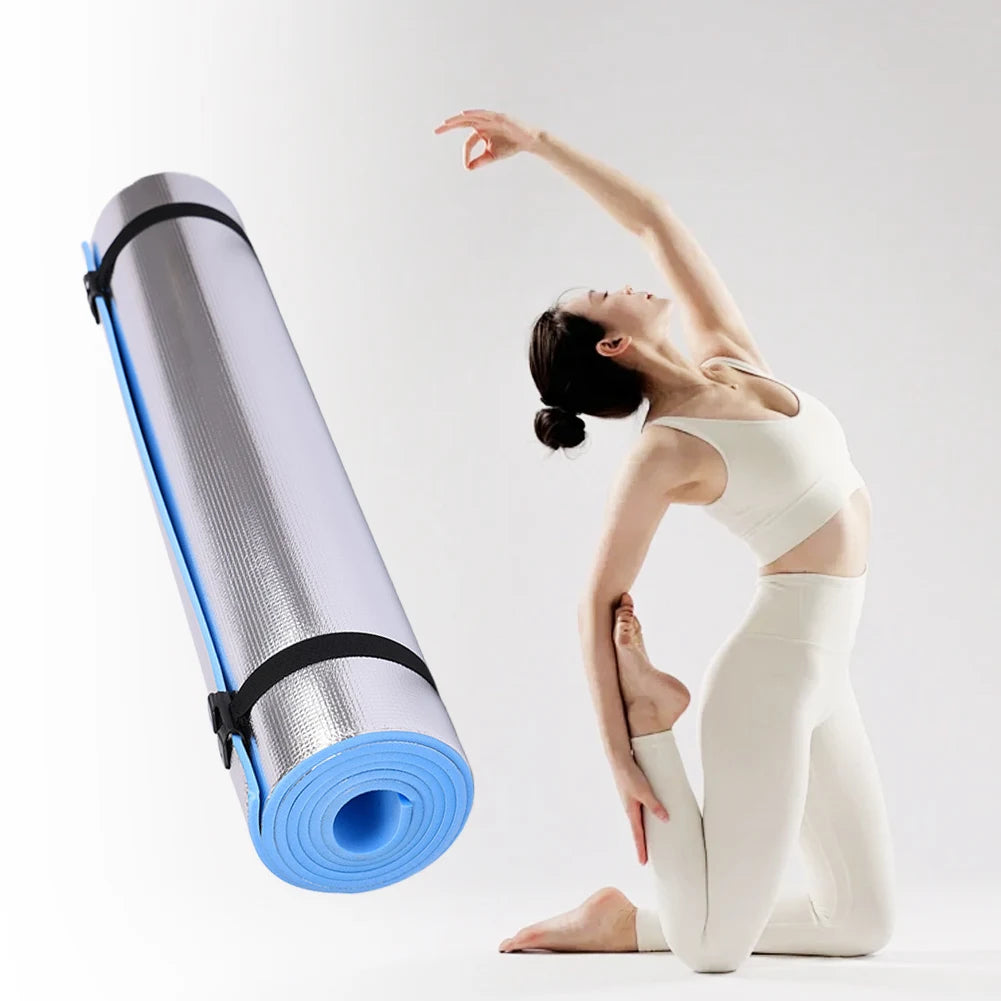 72" x 24" Yoga & Exercise Mat – 0.4" Thick TPE & Aluminum Membrane – Waterproof & Portable for Outdoor Fitness