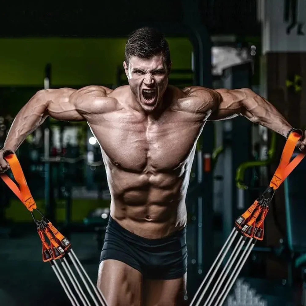 6-Pack Resistance Bands Set – 25–300 LB Strength Range – Natural Latex – Full-Body Strength Training