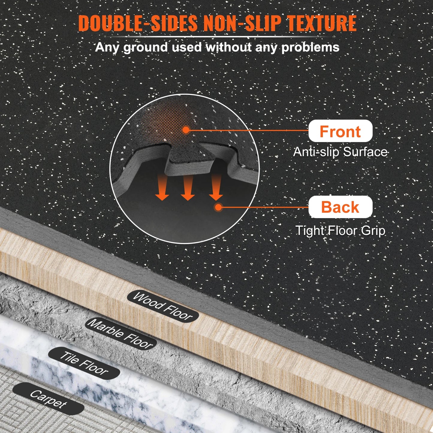 1/2 in Thick Interlocking Floor Mats – Sets of 6/12/25 Tiles (24/48/100 sq ft) – Rubber Top & EVA Foam – Shock Absorption & Noise Reduction