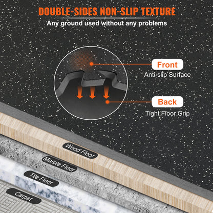 1/2 in Thick Interlocking Floor Mats – Sets of 6/12/25 Tiles (24/48/100 sq ft) – Rubber Top & EVA Foam – Shock Absorption & Noise Reduction