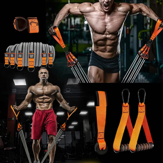 6-Pack Resistance Bands Set – 25–300 LB Strength Range – Natural Latex – Full-Body Strength Training
