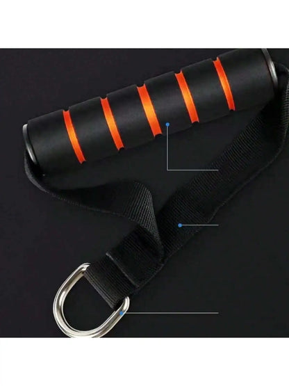 5.12″ × 7.09″ Pull Rope Handle – Nylon Strap & Foam Grip – Steel D-Ring for Resistance Bands & Cable Workouts