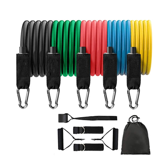 11-PC Resistance Band Set – 10–30 LB Range – 47″ TPE Latex Tubes & Accessories – Pilates, Yoga & Strength Training