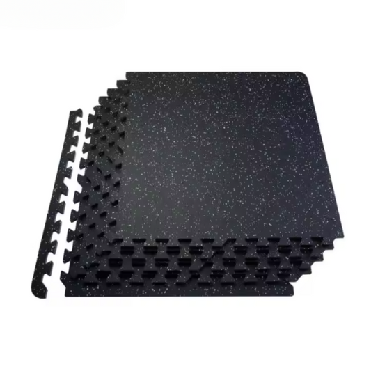 0.56 in Interlocking Floor Mats – 100 sq ft Coverage (25 Tiles) – Rubber Top & EVA Foam – Shock Absorption & Noise Reduction for Gym
