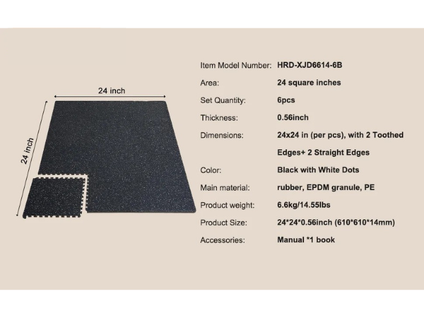 0.56 in Interlocking Floor Mats – 100 sq ft Coverage (25 Tiles) – Rubber Top & EVA Foam – Shock Absorption & Noise Reduction for Gym
